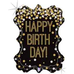 Black & Gold Birthday Balloon